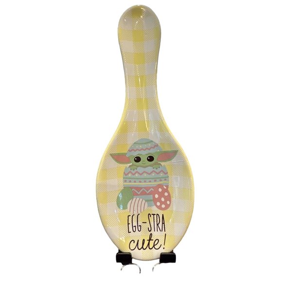 Disney Star Wars Grogu Yoda Spoon Rest Yellow Green Egg Stra Cute Kitchen - Picture 1 of 4